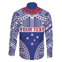 Personalised Toa Samoa Rugby Spirit Family Matching Tank Maxi Dress and Hawaiian Shirt Blue Samoan Tribal Pattern - Polynesian Pride