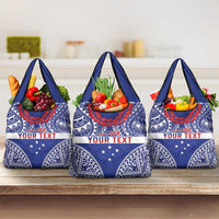 Personalised Toa Samoa Rugby Spirit Grocery Bag Blue Samoan Tribal Pattern - Polynesian Pride