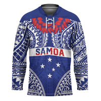 Personalised Toa Samoa Rugby Spirit Hockey Jersey Blue Samoan Tribal Pattern - Polynesian Pride