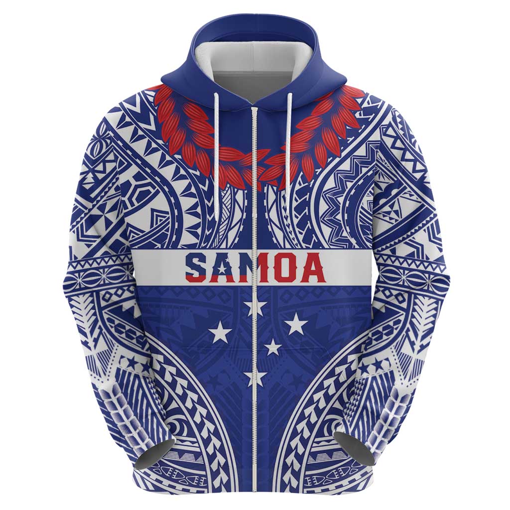 Personalised Toa Samoa Rugby Spirit Hoodie Blue Samoan Tribal Pattern - Polynesian Pride