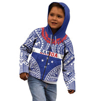 Personalised Toa Samoa Rugby Spirit Kid Hoodie Blue Samoan Tribal Pattern - Polynesian Pride