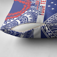 Personalised Toa Samoa Rugby Spirit Pillow Cover Blue Samoan Tribal Pattern - Polynesian Pride