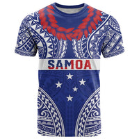 Personalised Toa Samoa Rugby Spirit T Shirt Blue Samoan Tribal Pattern - Polynesian Pride
