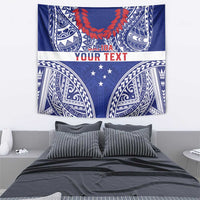 Personalised Toa Samoa Rugby Spirit Tapestry Blue Samoan Tribal Pattern - Polynesian Pride