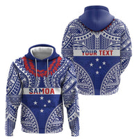 Personalised Toa Samoa Rugby Spirit Zip Hoodie Blue Samoan Tribal Pattern - Polynesian Pride