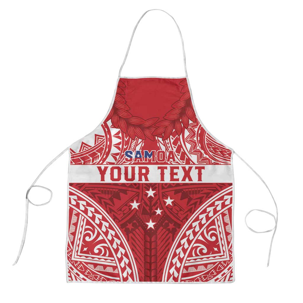Personalised Toa Samoa Rugby Spirit Apron Red Samoan Tribal Pattern - Polynesian Pride
