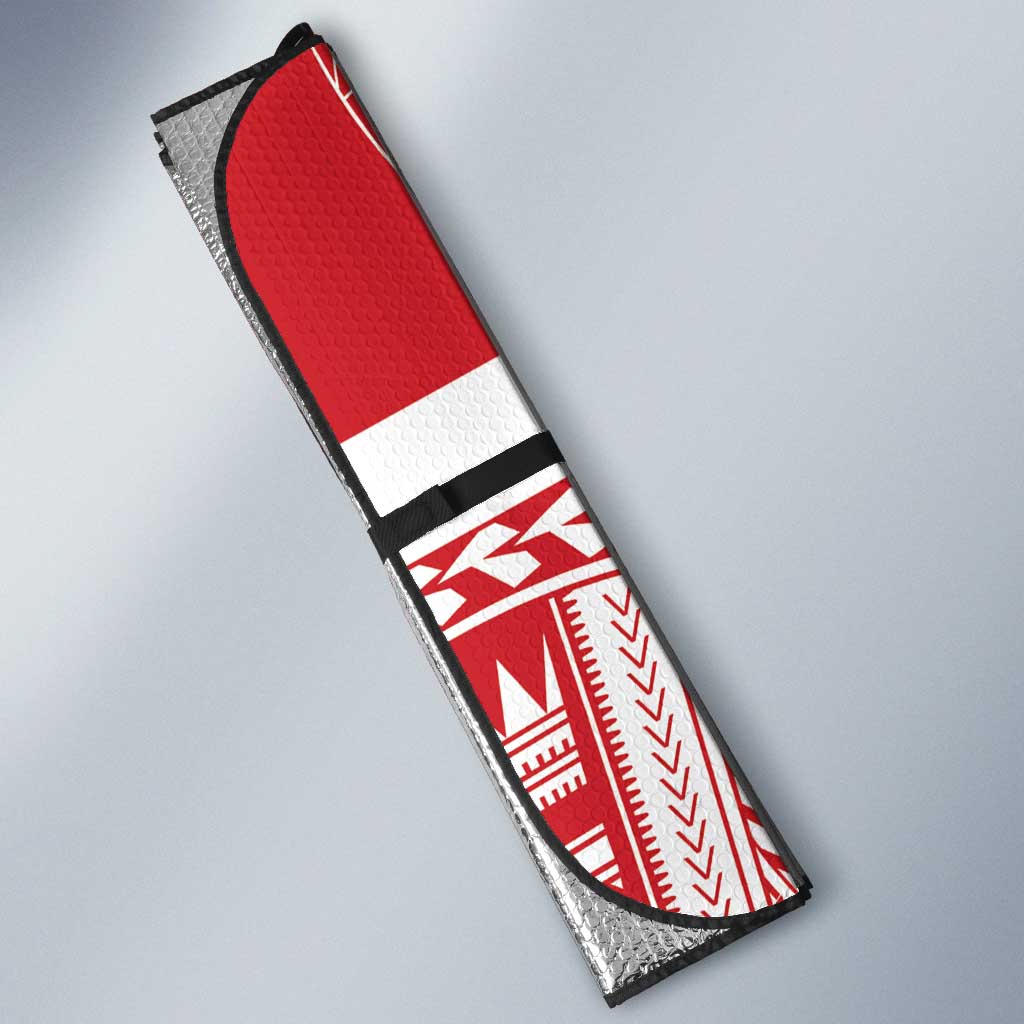 Personalised Toa Samoa Rugby Spirit Auto Sun Shade Red Samoan Tribal Pattern - Polynesian Pride
