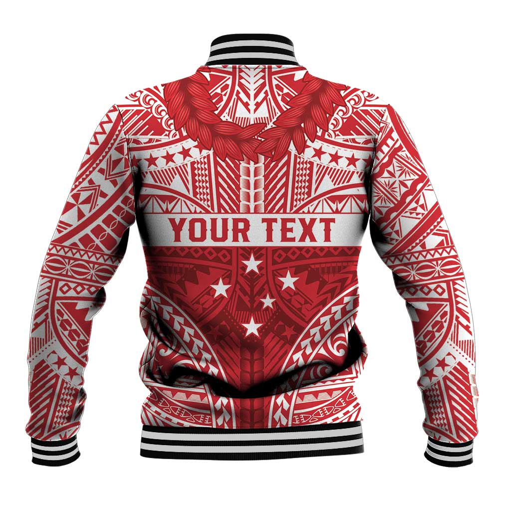 Personalised Toa Samoa Rugby Spirit Baseball Jacket Red Samoan Tribal Pattern - Polynesian Pride