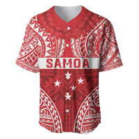 Personalised Toa Samoa Rugby Spirit Baseball Jersey Red Samoan Tribal Pattern - Polynesian Pride