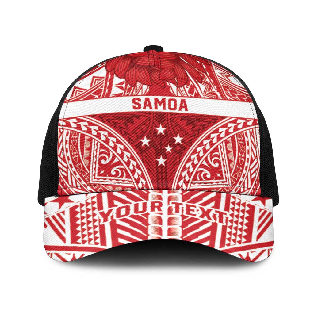 Personalised Toa Samoa Rugby Spirit Baseball Net Cap Red Samoan Tribal Pattern - Polynesian Pride