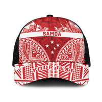 Personalised Toa Samoa Rugby Spirit Baseball Net Cap Red Samoan Tribal Pattern - Polynesian Pride