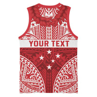 Personalised Toa Samoa Rugby Spirit Basketball Jersey Red Samoan Tribal Pattern - Polynesian Pride
