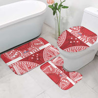 Personalised Toa Samoa Rugby Spirit Bathroom Set Red Samoan Tribal Pattern - Polynesian Pride