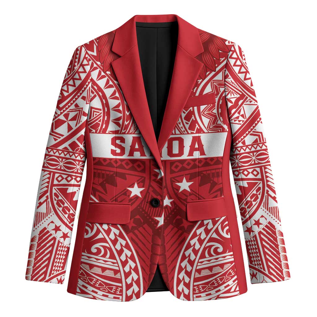 Personalised Toa Samoa Rugby Spirit Blazer Red Samoan Tribal Pattern - Polynesian Pride