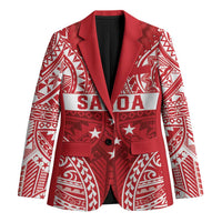 Personalised Toa Samoa Rugby Spirit Blazer Red Samoan Tribal Pattern - Polynesian Pride