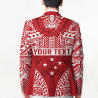 Personalised Toa Samoa Rugby Spirit Blazer Red Samoan Tribal Pattern - Polynesian Pride