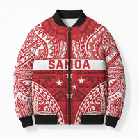 Personalised Toa Samoa Rugby Spirit Bomber Puffer Jacket Red Samoan Tribal Pattern - Polynesian Pride