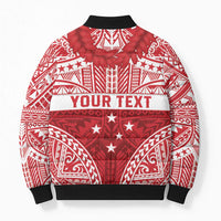 Personalised Toa Samoa Rugby Spirit Bomber Puffer Jacket Red Samoan Tribal Pattern - Polynesian Pride