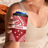 Personalised Toa Samoa Rugby Spirit 4 in 1 Can Cooler Tumbler Red Samoan Tribal Pattern - Polynesian Pride