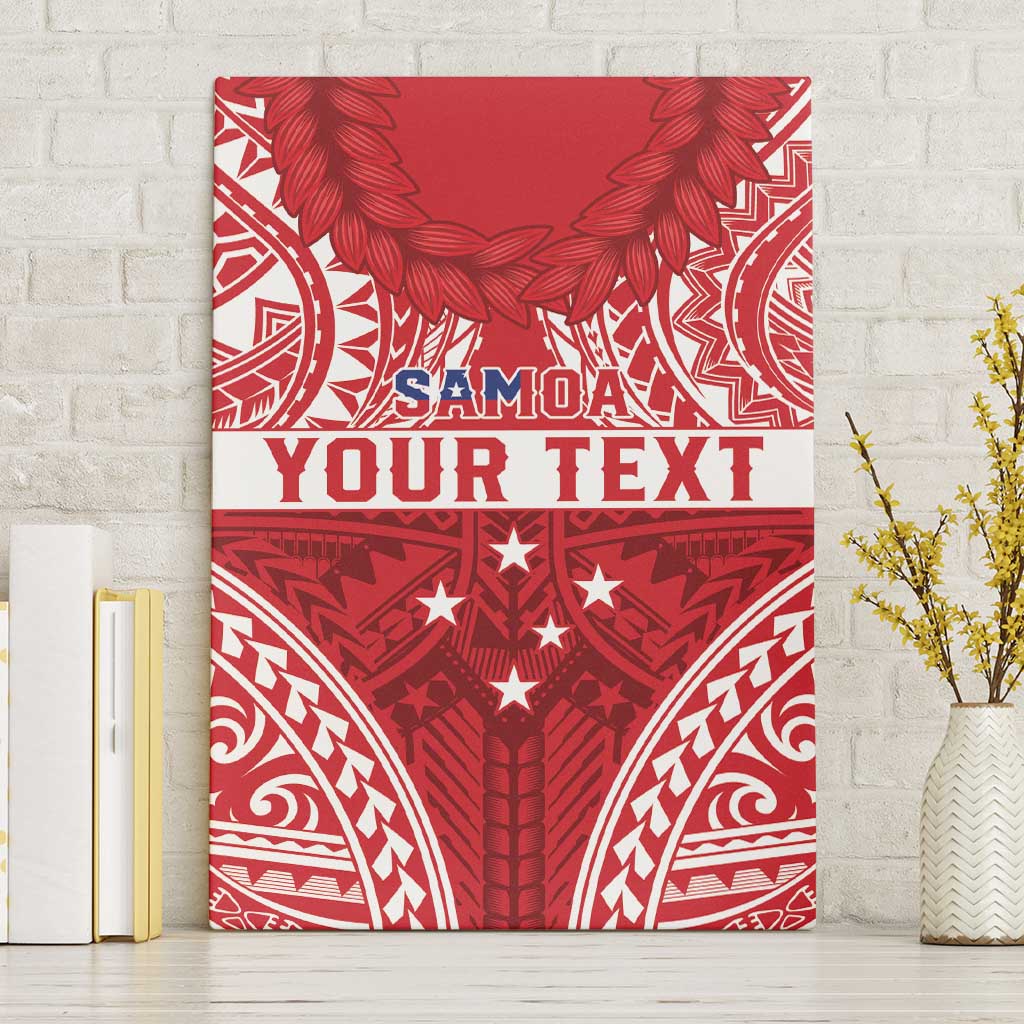 Personalised Toa Samoa Rugby Spirit Canvas Wall Art Red Samoan Tribal Pattern - Polynesian Pride