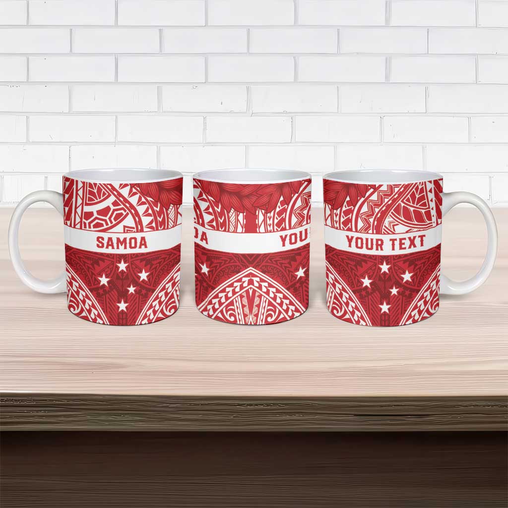 Personalised Toa Samoa Rugby Spirit Ceramic Mug Red Samoan Tribal Pattern - Polynesian Pride