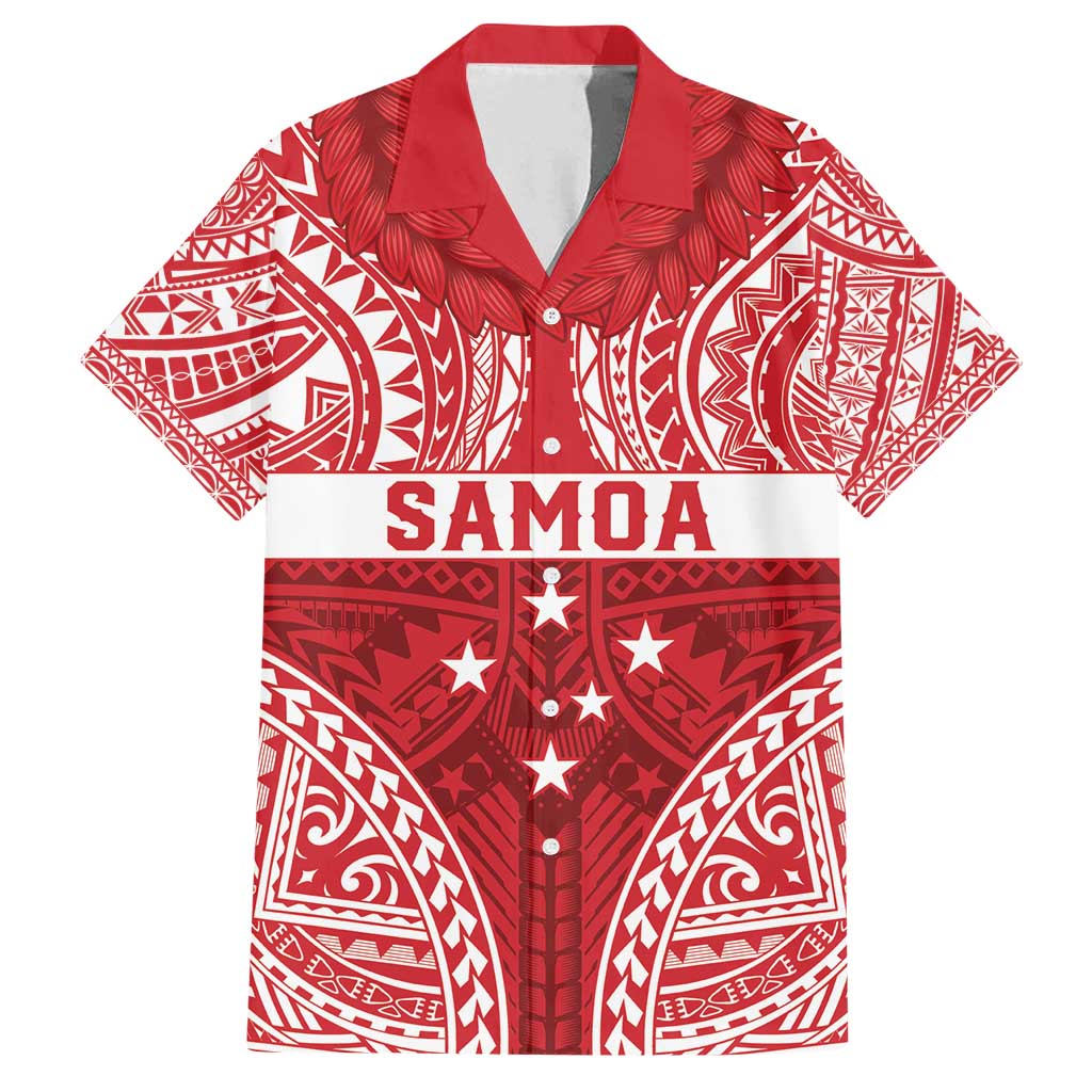 Personalised Toa Samoa Rugby Spirit Family Matching Off Shoulder Maxi Dress and Hawaiian Shirt Red Samoan Tribal Pattern - Polynesian Pride