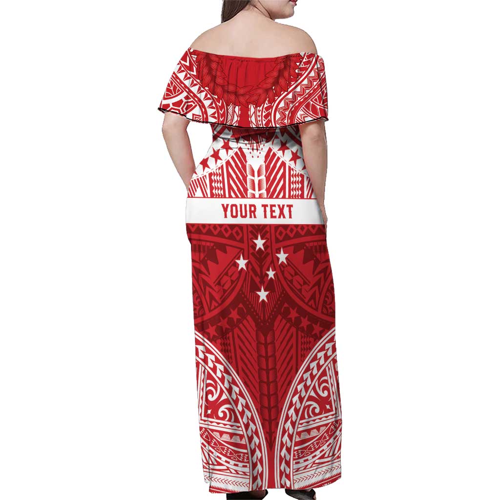 Personalised Toa Samoa Rugby Spirit Family Matching Off Shoulder Maxi Dress and Hawaiian Shirt Red Samoan Tribal Pattern - Polynesian Pride