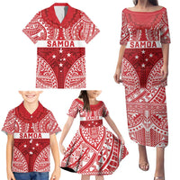 Personalised Toa Samoa Rugby Spirit Family Matching Puletasi and Hawaiian Shirt Red Samoan Tribal Pattern - Polynesian Pride