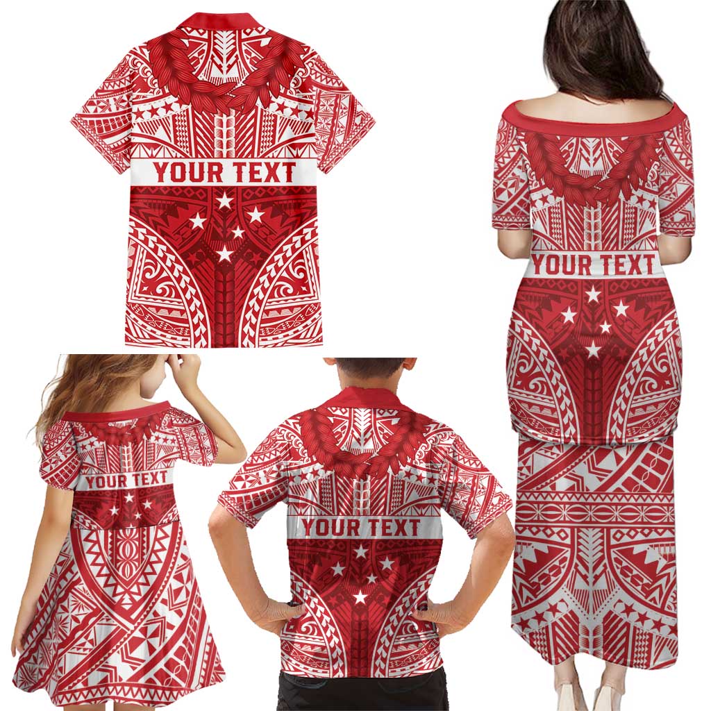 Personalised Toa Samoa Rugby Spirit Family Matching Puletasi and Hawaiian Shirt Red Samoan Tribal Pattern - Polynesian Pride