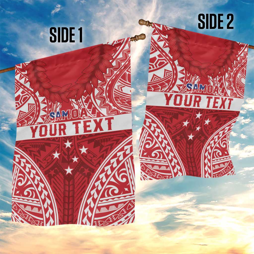 Personalised Toa Samoa Rugby Spirit Garden Flag Red Samoan Tribal Pattern - Polynesian Pride