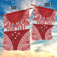 Personalised Toa Samoa Rugby Spirit Garden Flag Red Samoan Tribal Pattern - Polynesian Pride