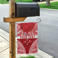 Personalised Toa Samoa Rugby Spirit Garden Flag Red Samoan Tribal Pattern - Polynesian Pride