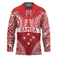 Personalised Toa Samoa Rugby Spirit Hockey Jersey Red Samoan Tribal Pattern - Polynesian Pride