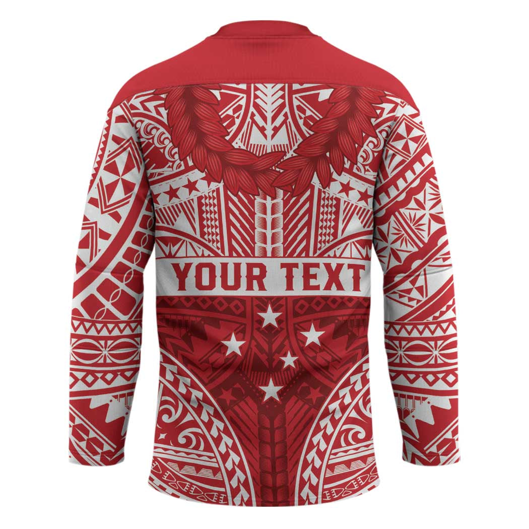 Personalised Toa Samoa Rugby Spirit Hockey Jersey Red Samoan Tribal Pattern - Polynesian Pride