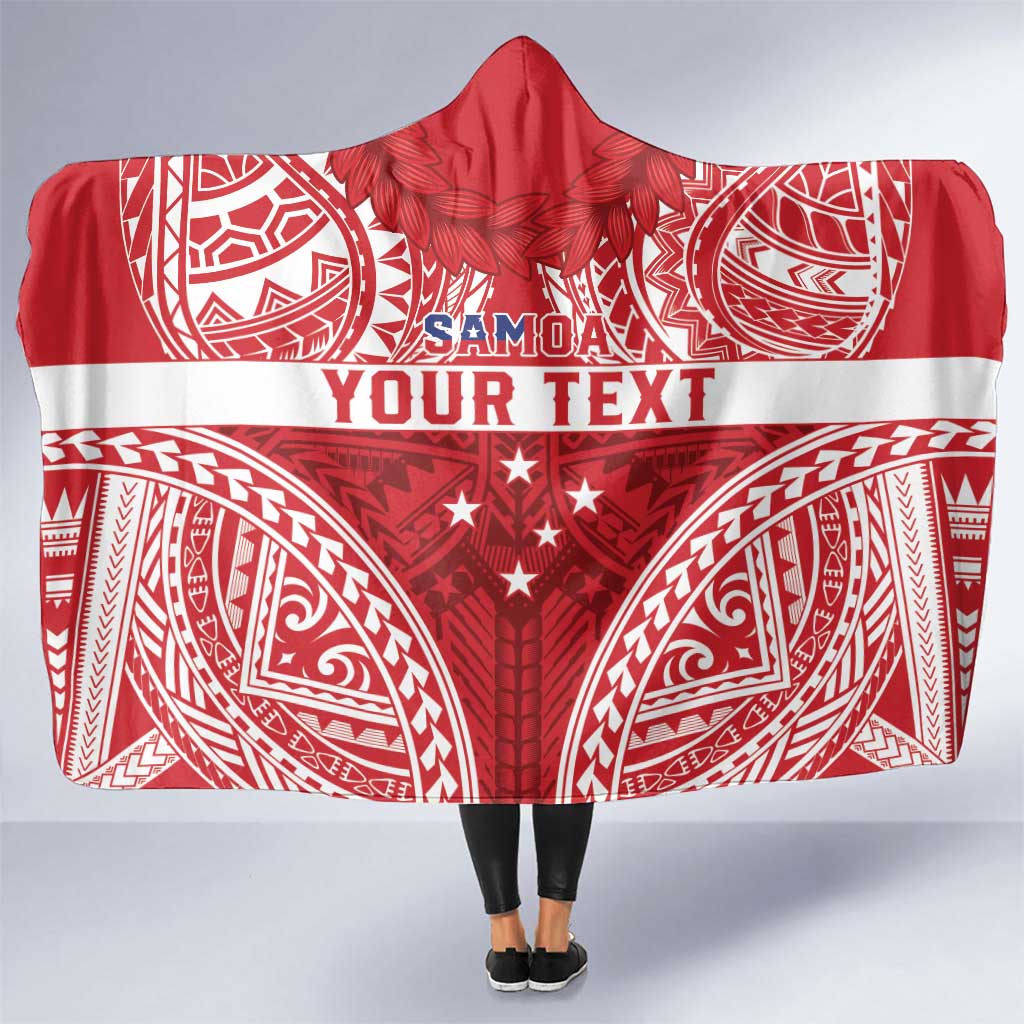 Personalised Toa Samoa Rugby Spirit Hooded Blanket Red Samoan Tribal Pattern LT9 One Size Red - Polynesian Pride