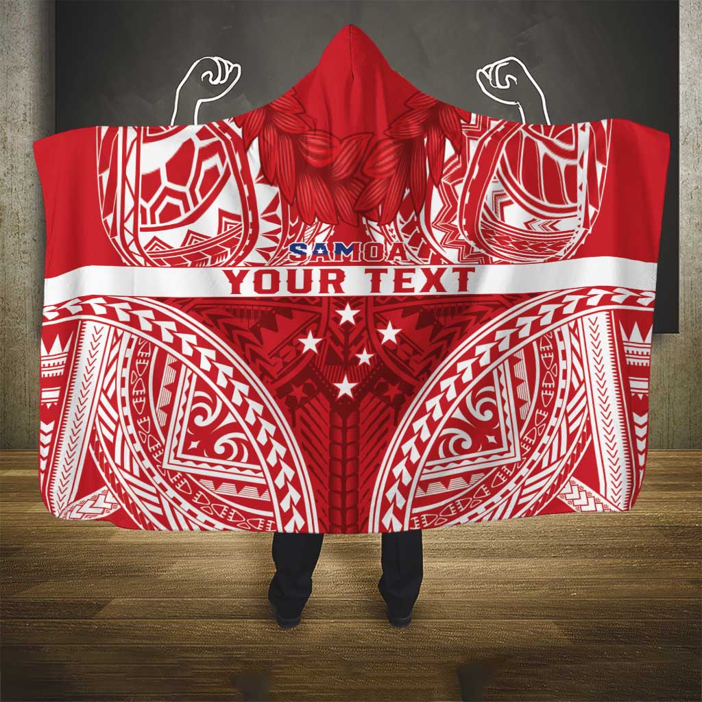Personalised Toa Samoa Rugby Spirit Hooded Blanket Red Samoan Tribal Pattern LT9 - Polynesian Pride