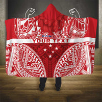 Personalised Toa Samoa Rugby Spirit Hooded Blanket Red Samoan Tribal Pattern LT9 - Polynesian Pride