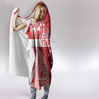 Personalised Toa Samoa Rugby Spirit Hooded Blanket Red Samoan Tribal Pattern LT9 - Polynesian Pride