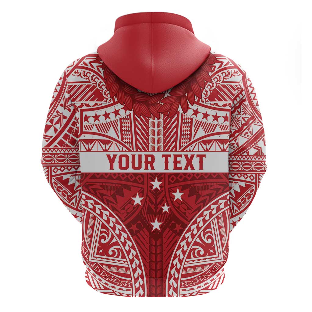 Personalised Toa Samoa Rugby Spirit Hoodie Red Samoan Tribal Pattern - Polynesian Pride