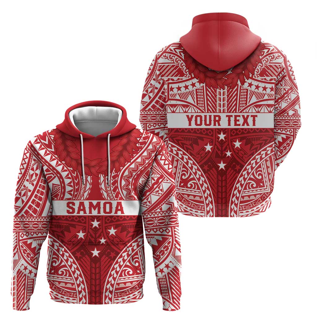 Personalised Toa Samoa Rugby Spirit Hoodie Red Samoan Tribal Pattern - Polynesian Pride
