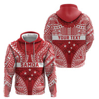 Personalised Toa Samoa Rugby Spirit Hoodie Red Samoan Tribal Pattern - Polynesian Pride