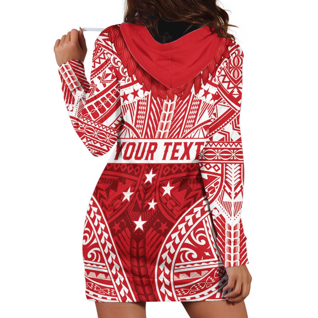 Personalised Toa Samoa Rugby Spirit Hoodie Dress Red Samoan Tribal Pattern - Polynesian Pride