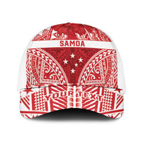 Personalised Toa Samoa Rugby Spirit Mesh Trucker Cap Red Samoan Tribal Pattern - Polynesian Pride