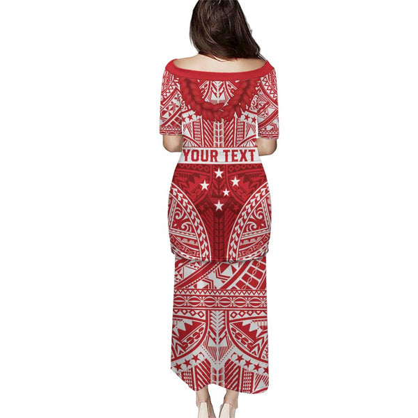Personalised Toa Samoa Rugby Spirit Puletasi Red Samoan Tribal Pattern LT9