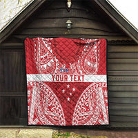 Personalised Toa Samoa Rugby Spirit Quilt Red Samoan Tribal Pattern - Polynesian Pride