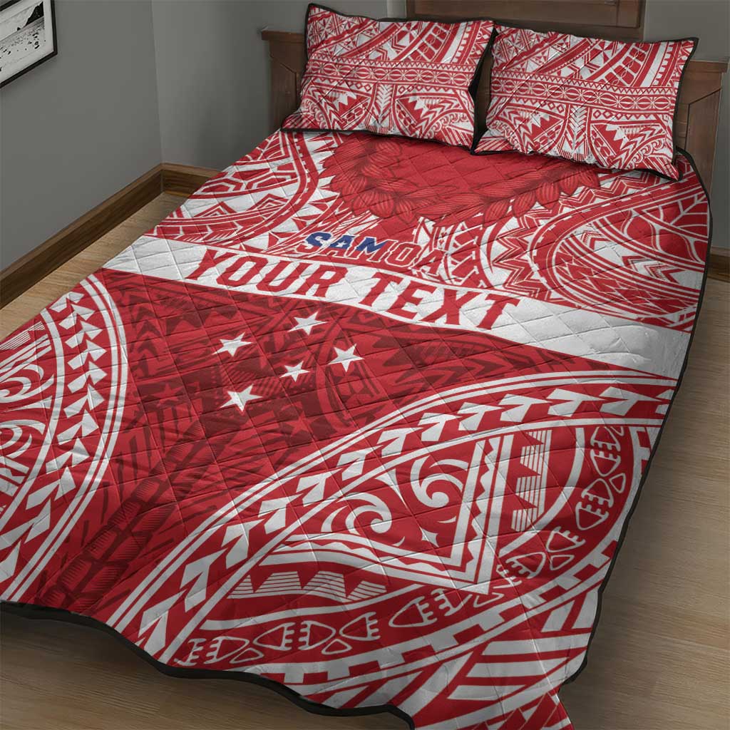 Personalised Toa Samoa Rugby Spirit Quilt Bed Set Red Samoan Tribal Pattern - Polynesian Pride