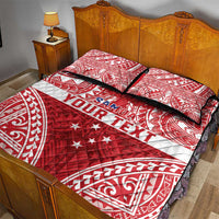 Personalised Toa Samoa Rugby Spirit Quilt Bed Set Red Samoan Tribal Pattern - Polynesian Pride