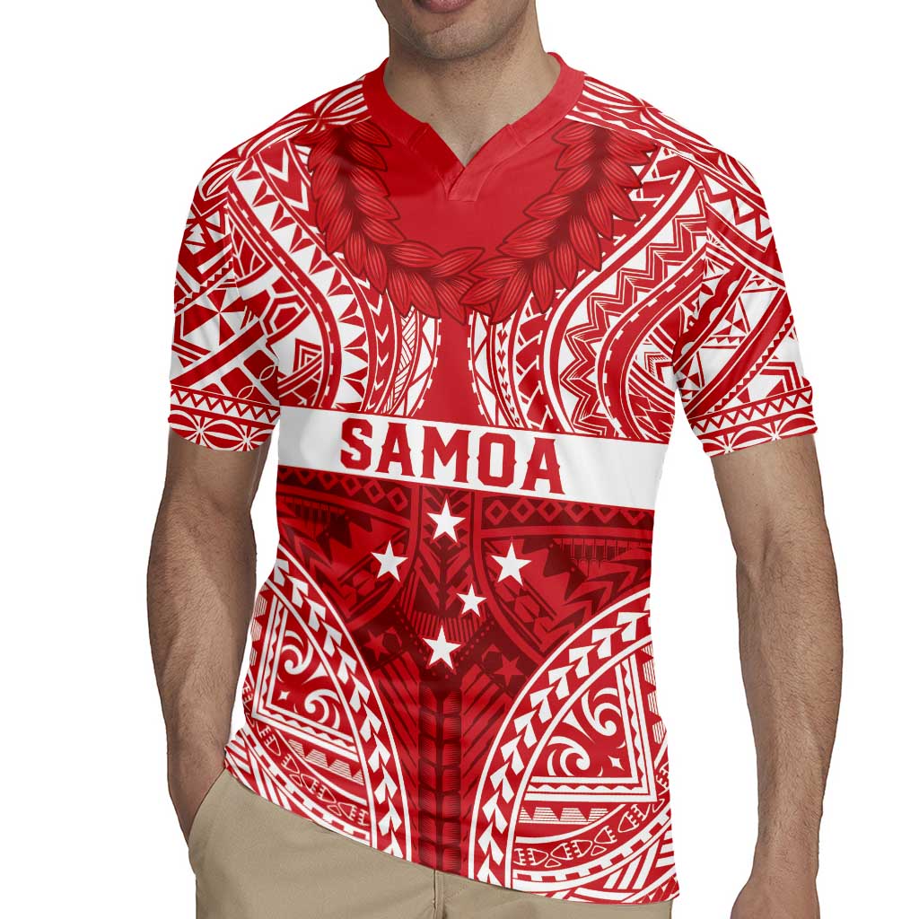 Personalised Toa Samoa Rugby Spirit Rugby Jersey Red Samoan Tribal Pattern - Polynesian Pride