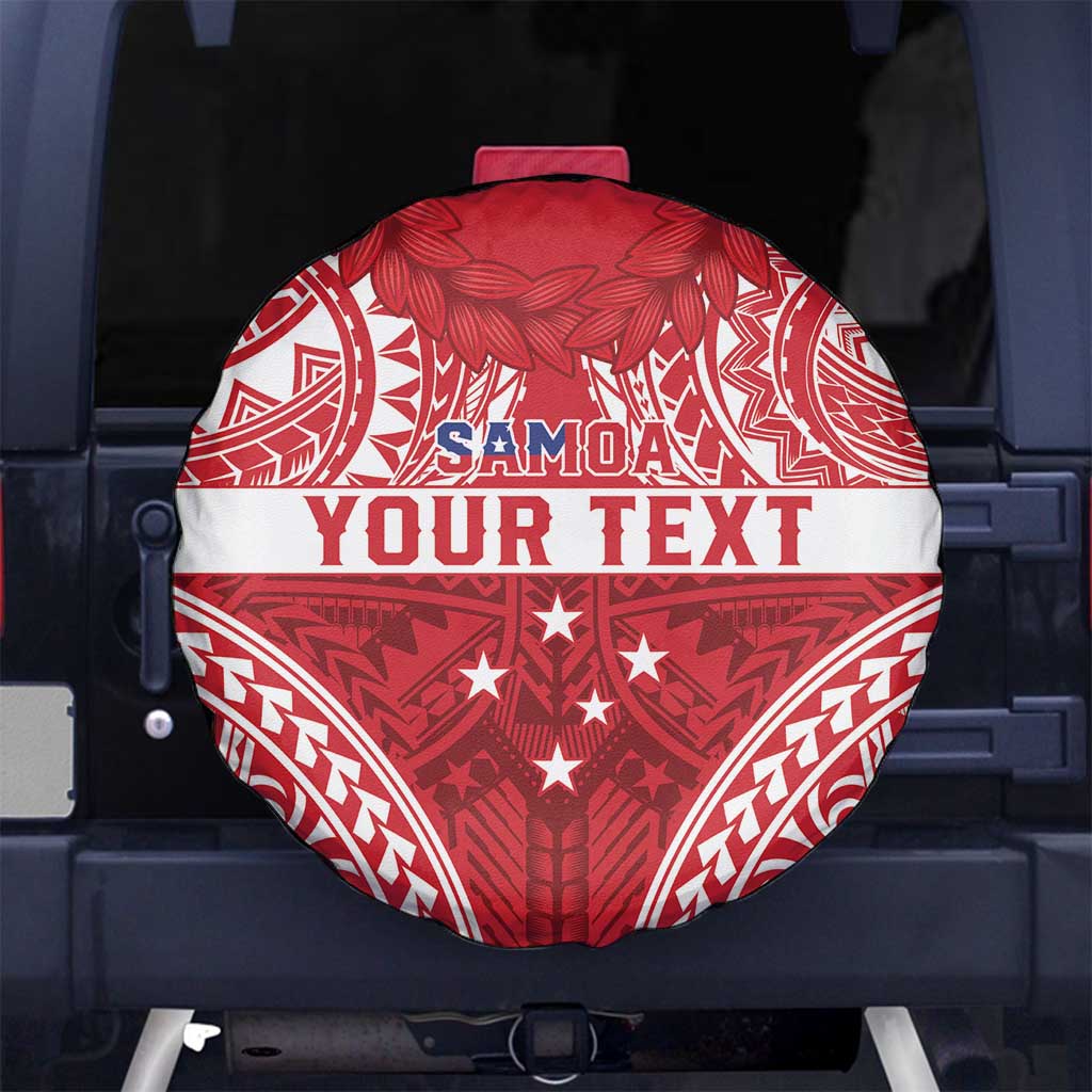 Personalised Toa Samoa Rugby Spirit Spare Tire Cover Red Samoan Tribal Pattern - Polynesian Pride