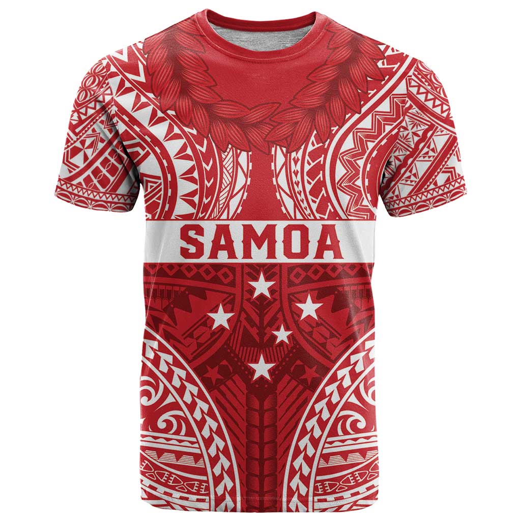 Personalised Toa Samoa Rugby Spirit T Shirt Red Samoan Tribal Pattern - Polynesian Pride